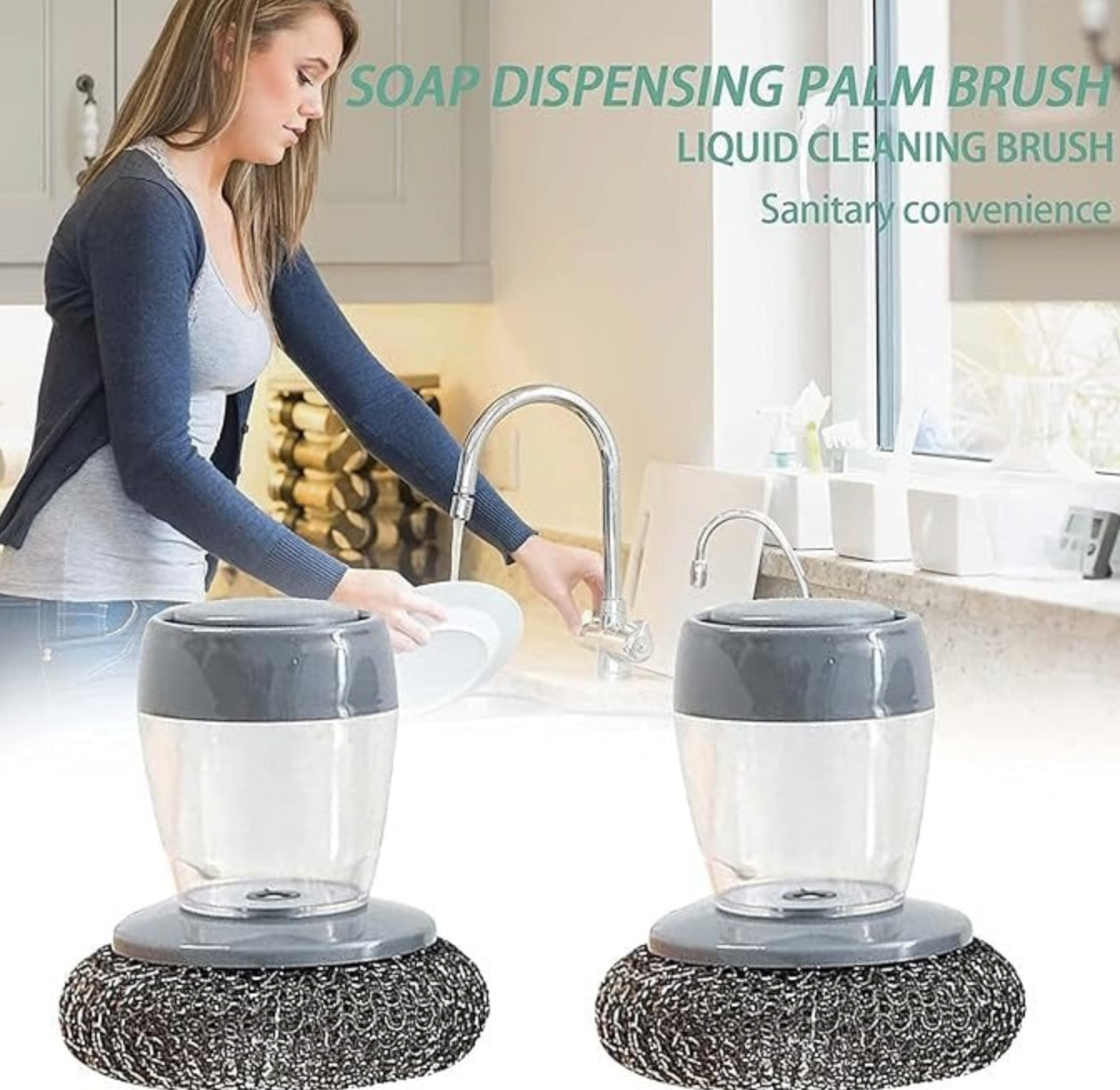 Soap-Dispense Kitchen Scrub Brush